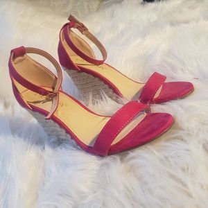 Faux suede wedges with espadrille